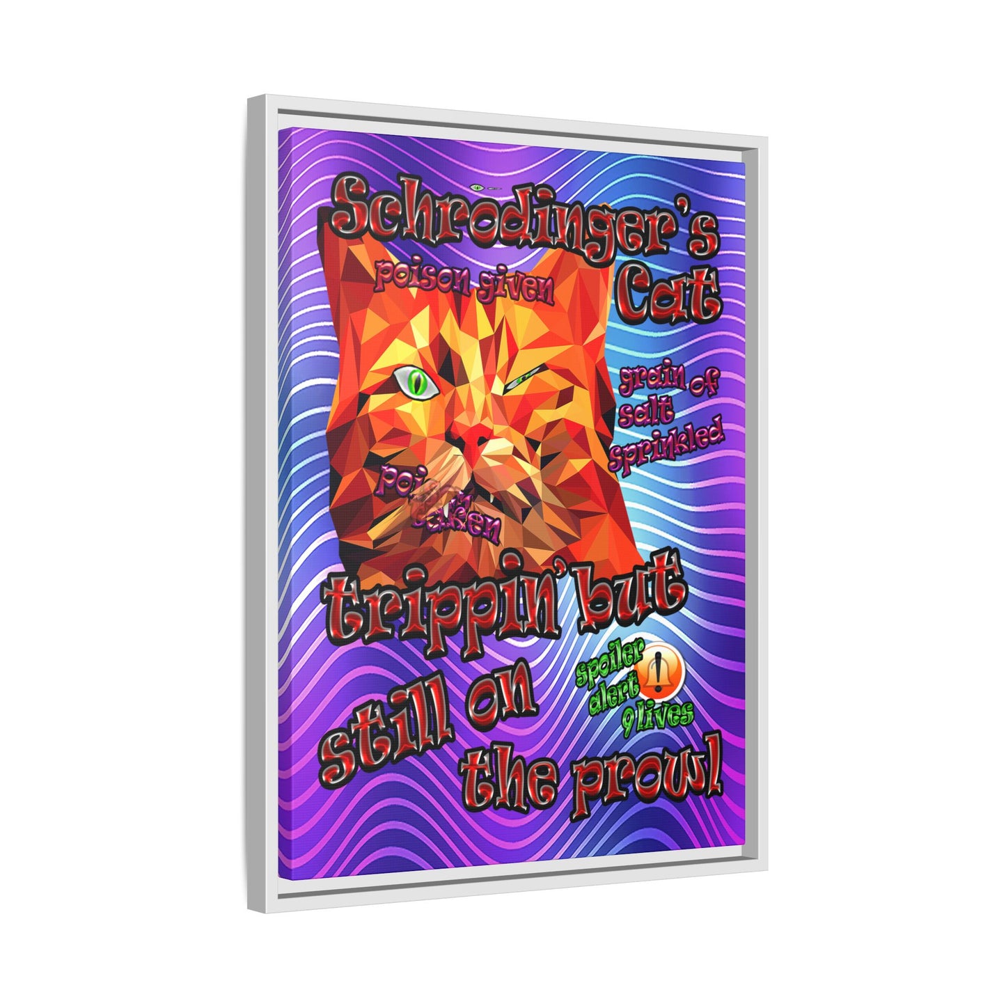 schrodinger's cat - framed canvas art (purple wave)