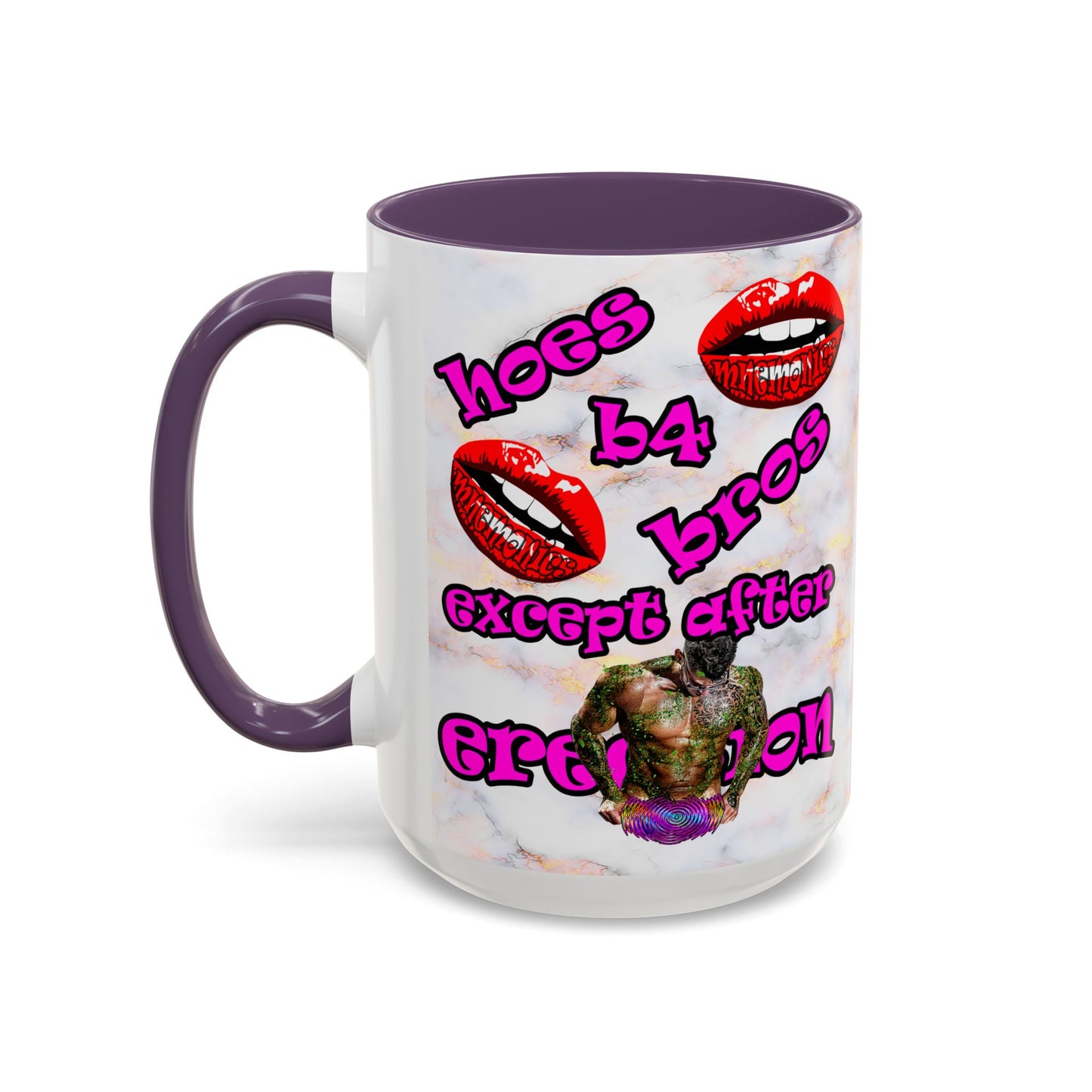 hoes b4 bros - Accent Mug (white marble)