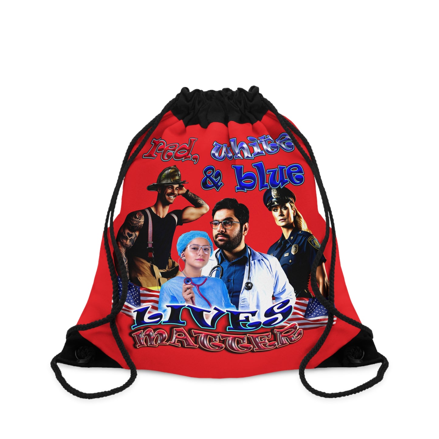 rw&b lives matter - Drawstring Bag (red)