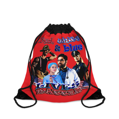 rw&b lives matter - Drawstring Bag (red)