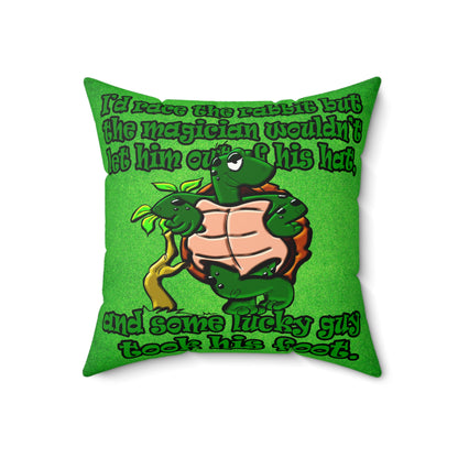 turtle race - Faux Suede Square Pillow - (green turf)