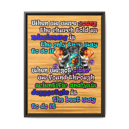 doggystyle - framed canvas art (butterscotch wood finish)