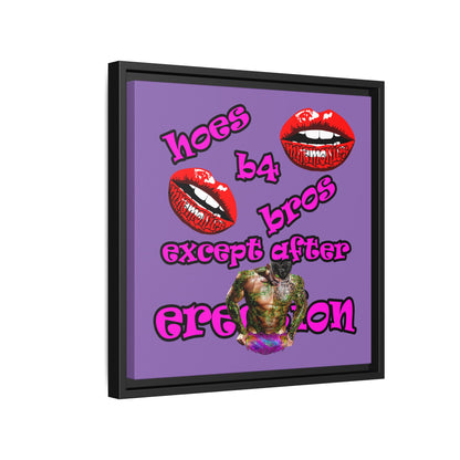 hoes b4 bros - framed canvas art (light purple)