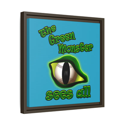 green monster - framed canvas art (turquoise)