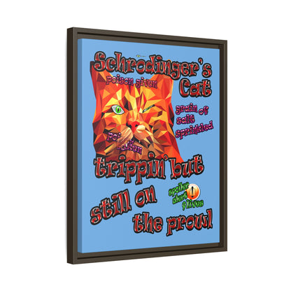 schrodinger's cat - framed canvas art (light blue)