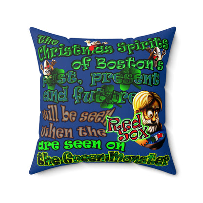 christmas spirits of boston - Faux Suede Square Pillow - (dark blue)