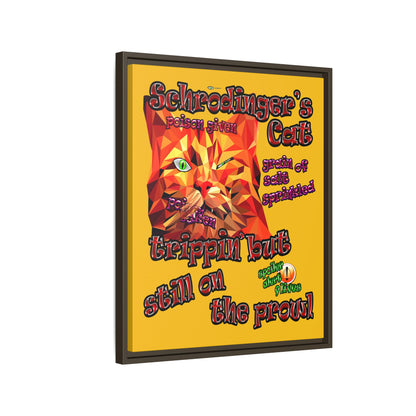 schrodinger's cat - framed canvas art (yellow)