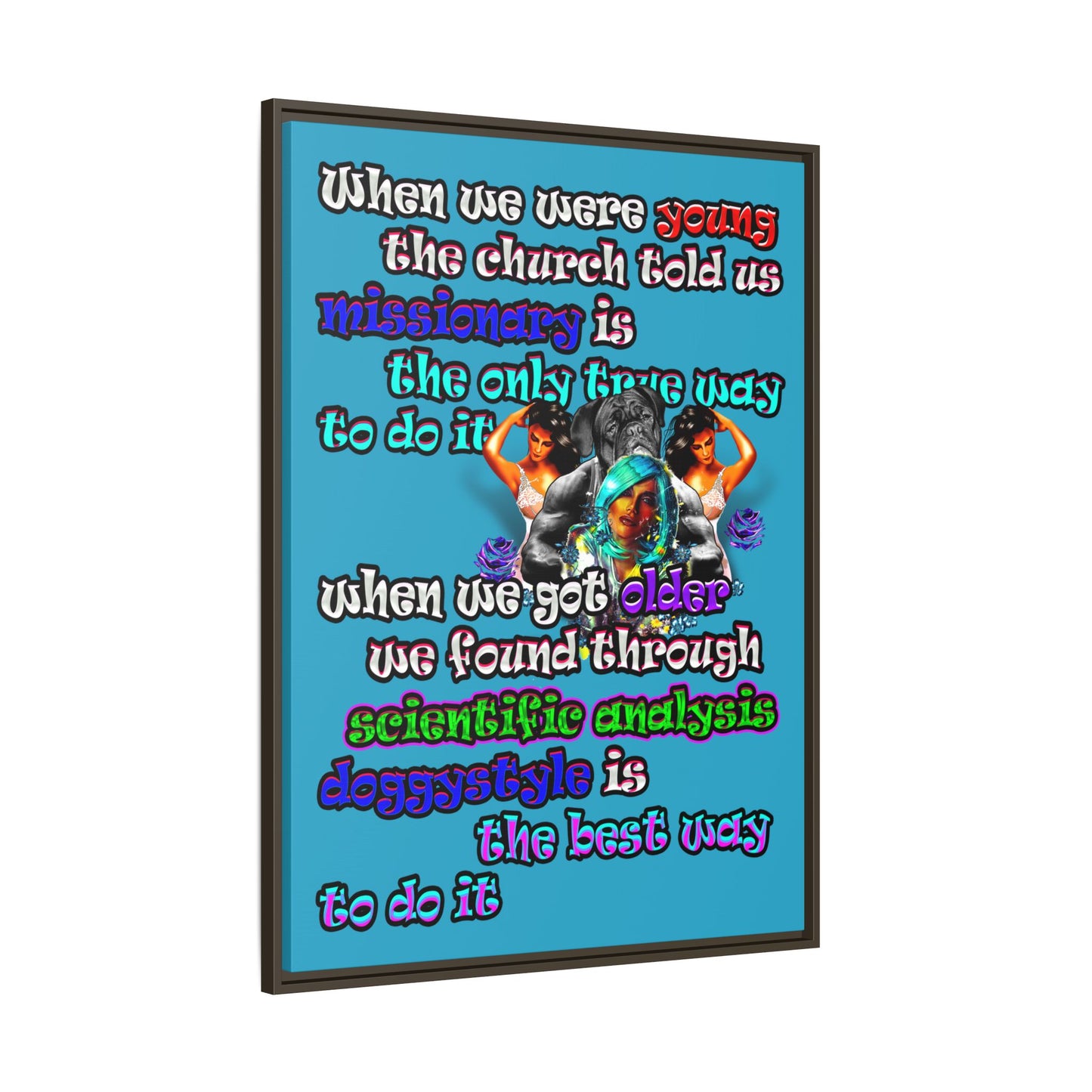 doggystyle - framed canvas art (turquoise)