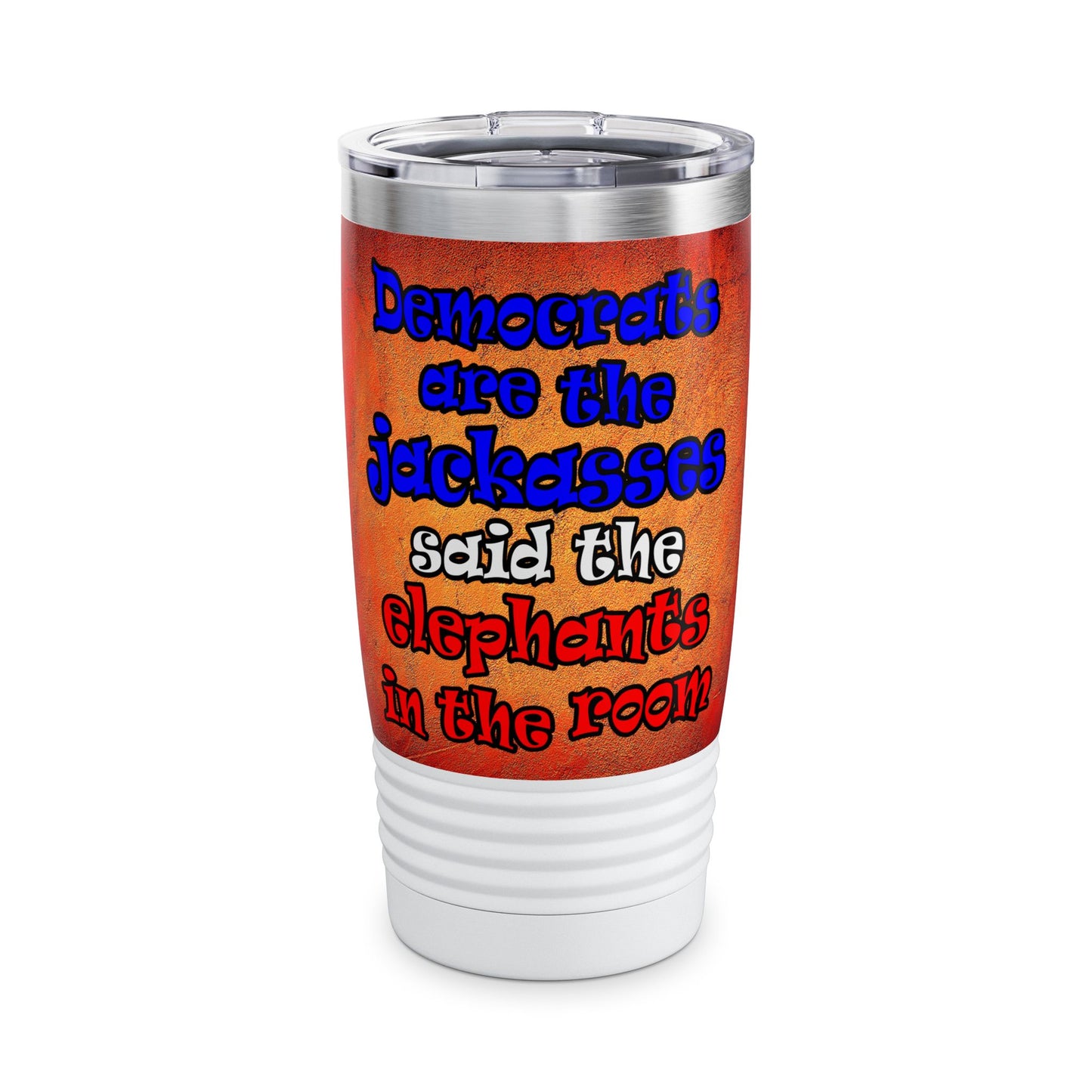donkeys and elephants - Ringneck Tumbler, 20oz (burnt orange)