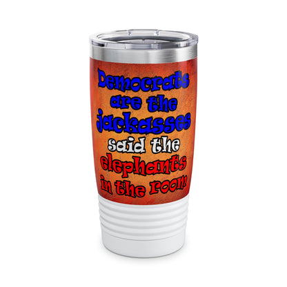 donkeys and elephants - Ringneck Tumbler, 20oz (burnt orange)