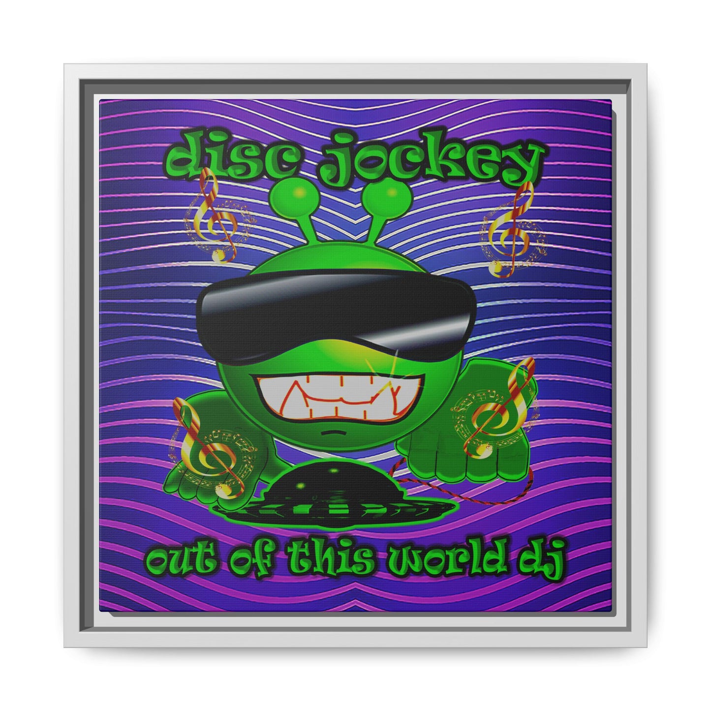 disc jockey - framed canvas art (purple wave)