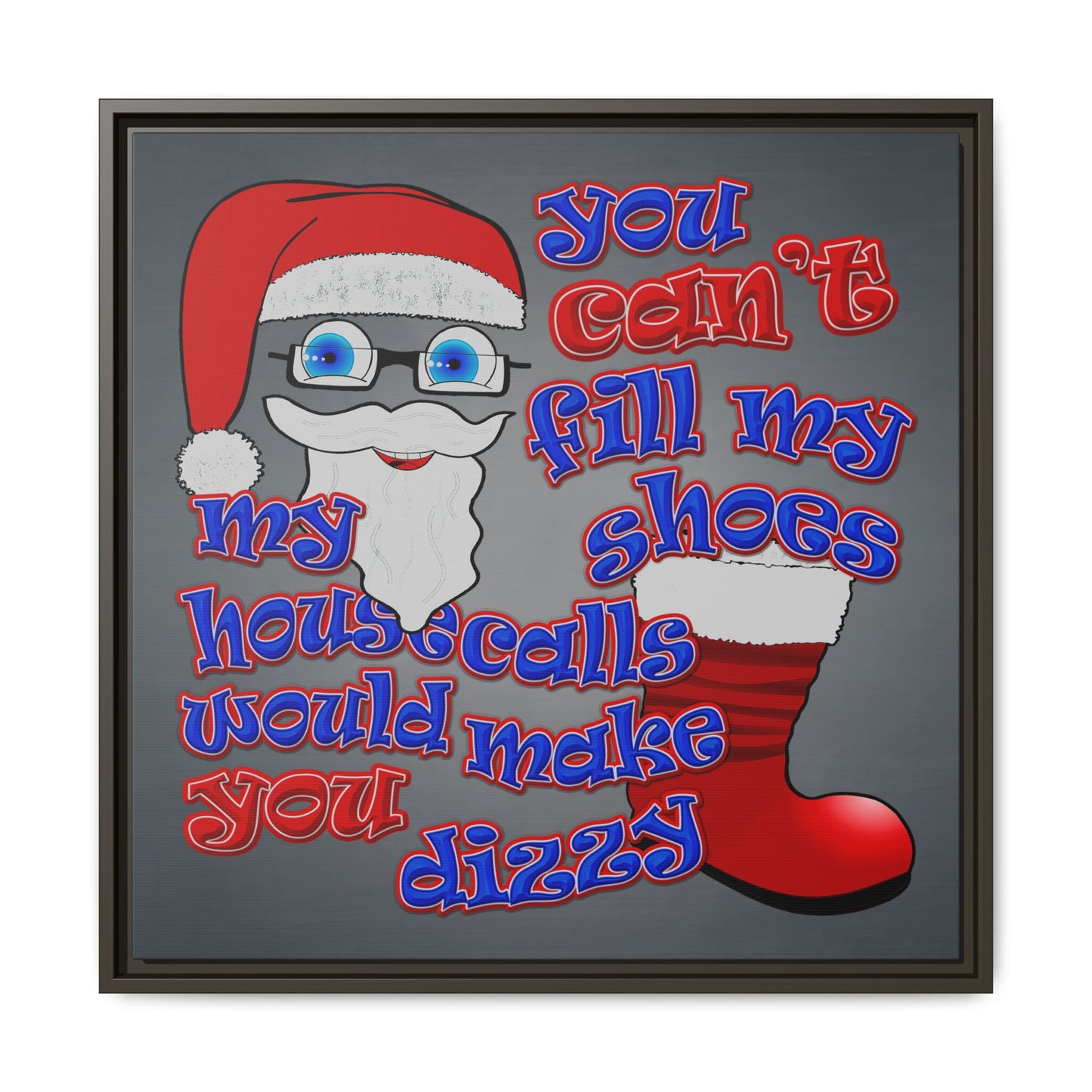 santa's shoes - framed canvas art (grey-light grey)
