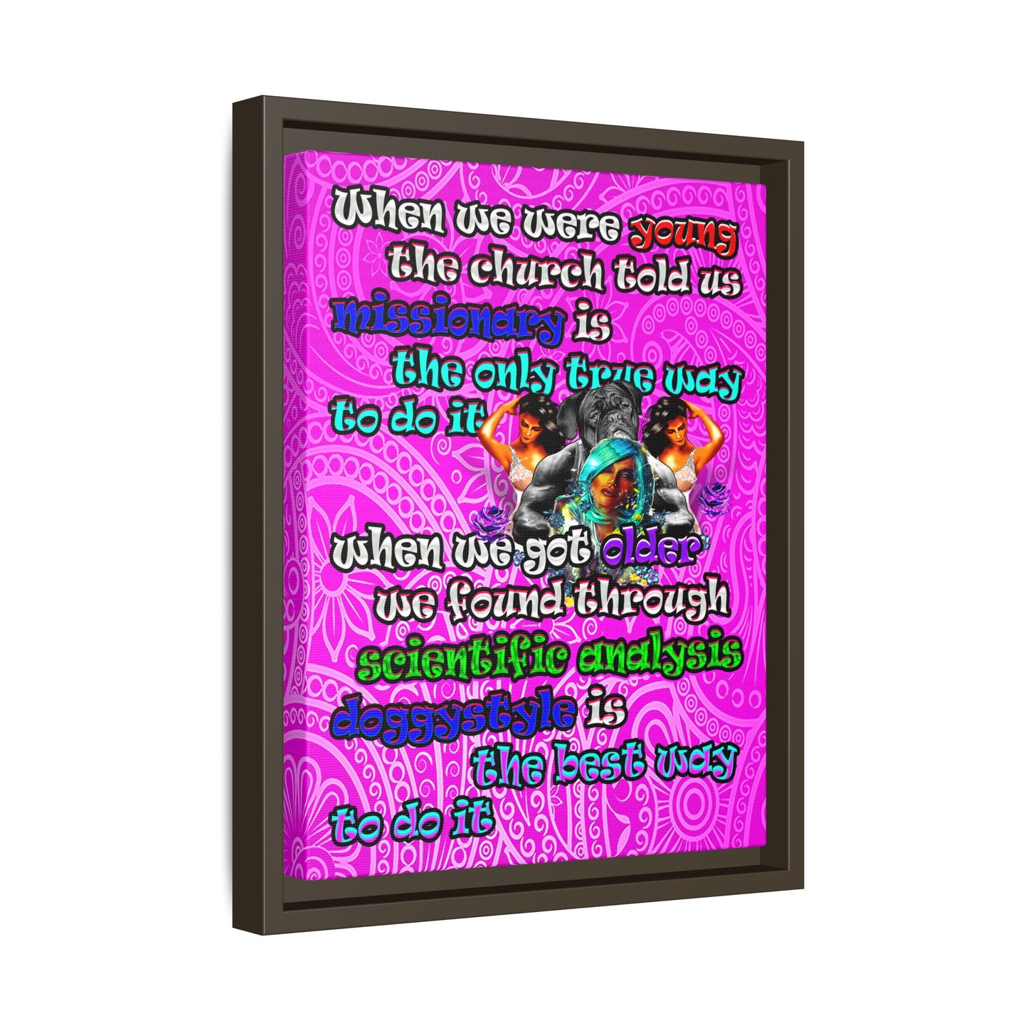 doggystyle - framed canvas art (pink swirl)