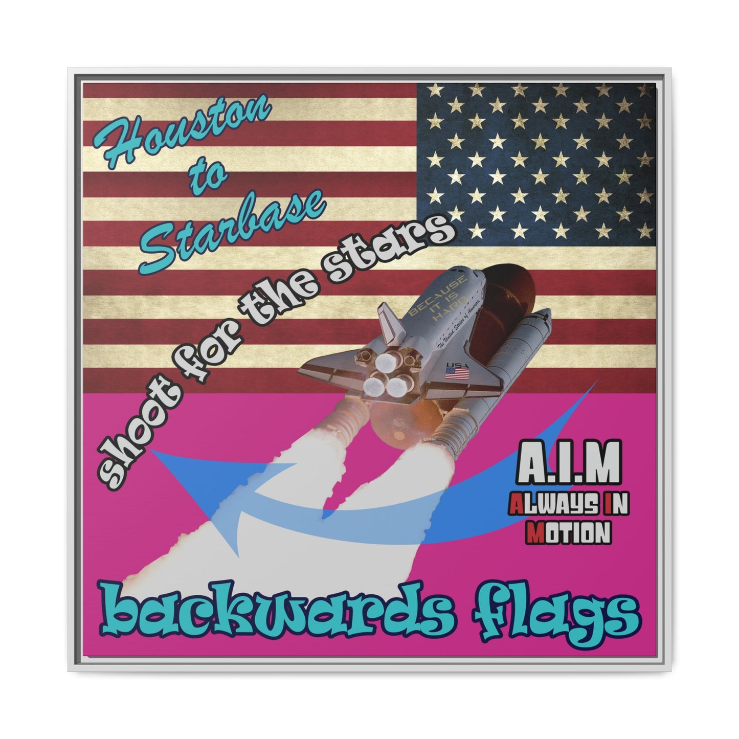 shoot for the stars - framed canvas art (pink)