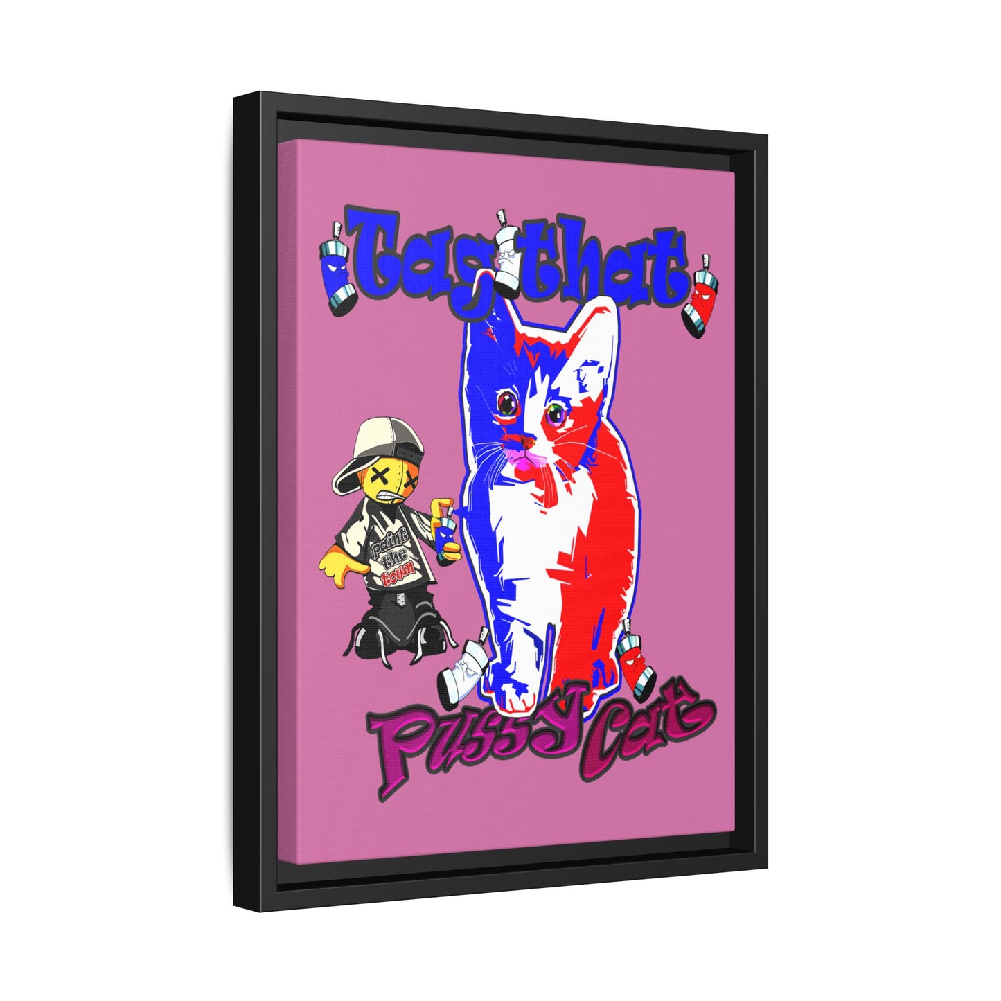 tag that - framed canvas art (light pink)