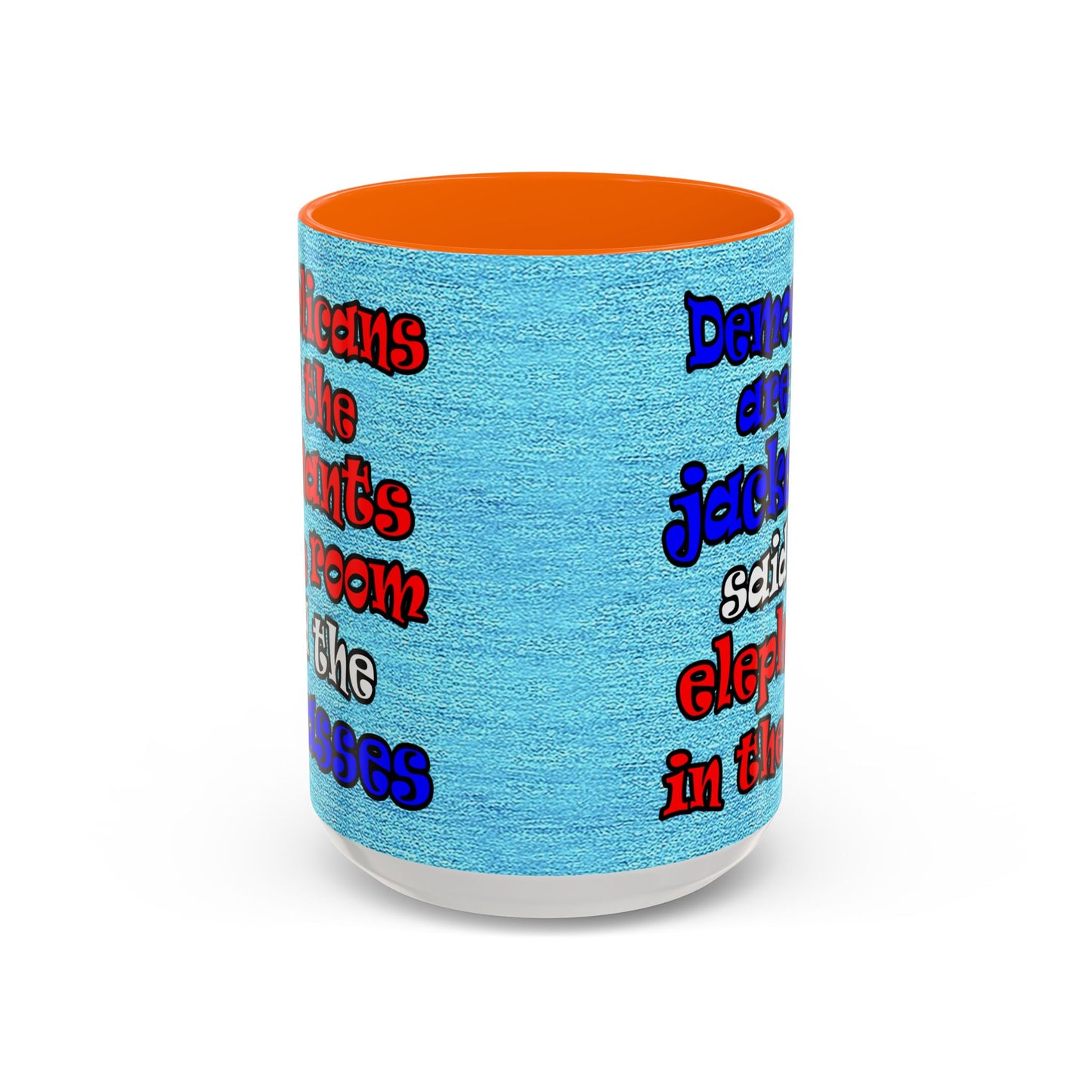donkeys and elephants - Accent Mug (faded blue)
