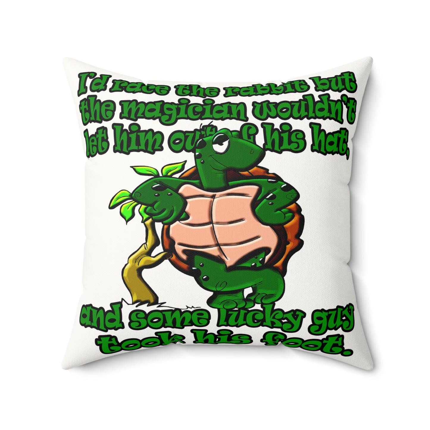 turtle race - Faux Suede Square Pillow - (white)