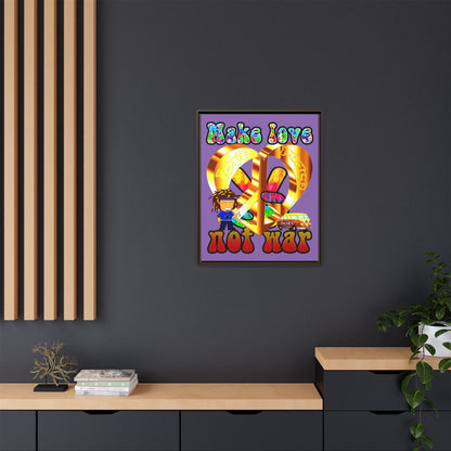 love peace - framed canvas art (light purple)
