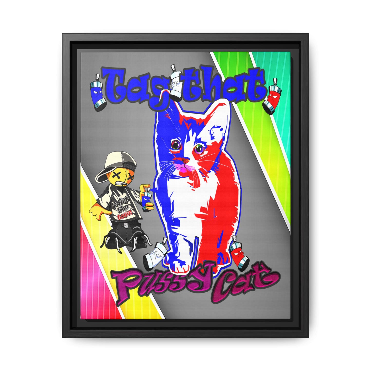 tag that - framed canvas art (rainbow split)