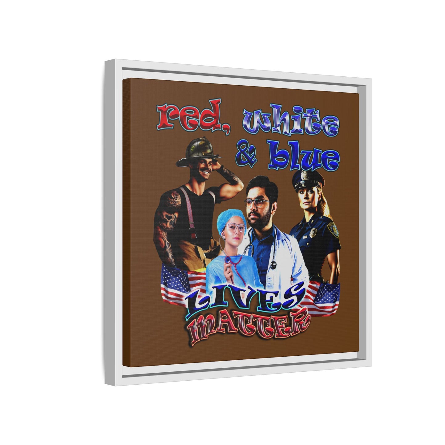rw&b lives matter - framed canvas art (brown)
