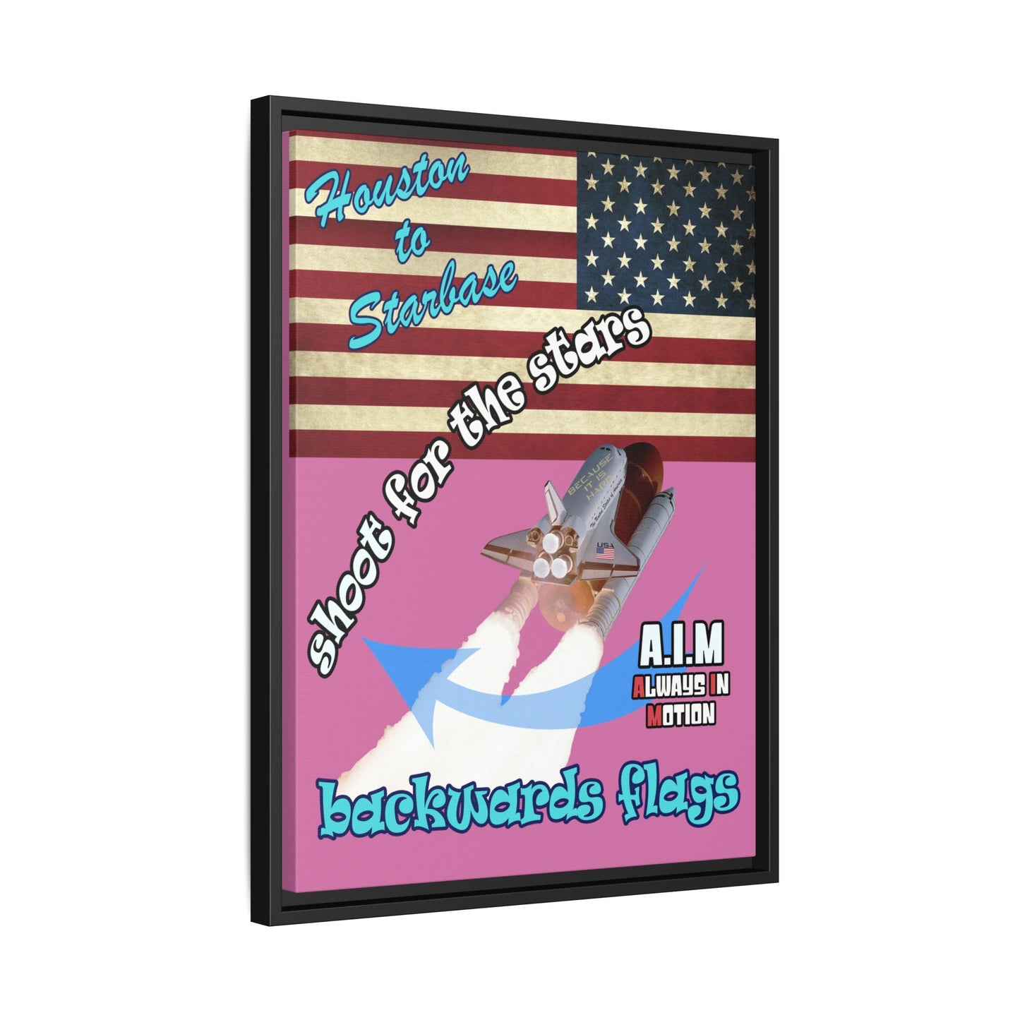 shoot for the stars - framed canvas art (light pink)