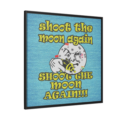 shoot the moon again - framed canvas art (faded blue)