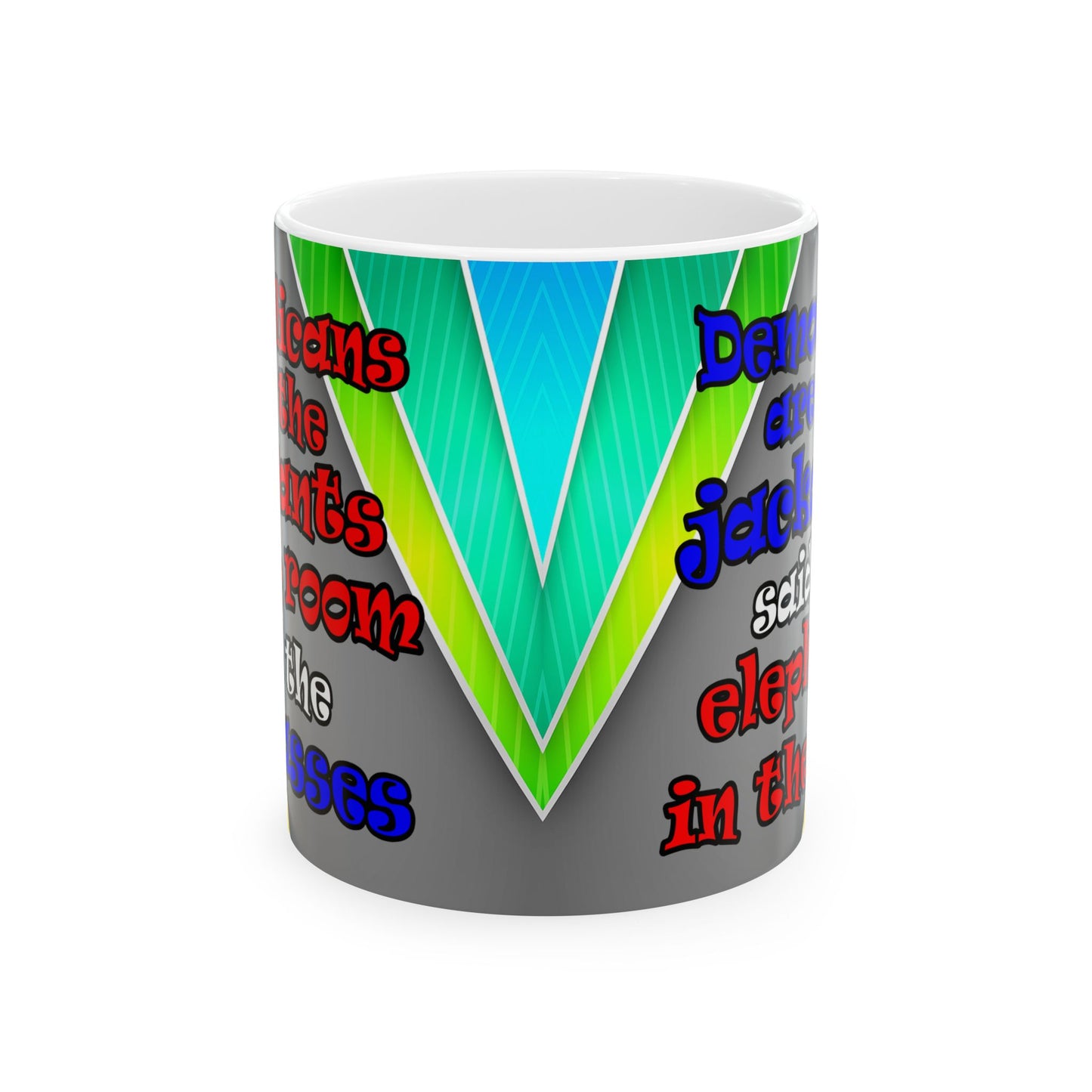donkeys and elephants - White Mug (rainbow split)