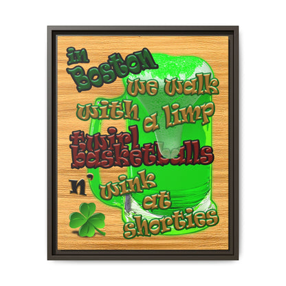 celtics logo - framed canvas art (butterscotch wood finish)