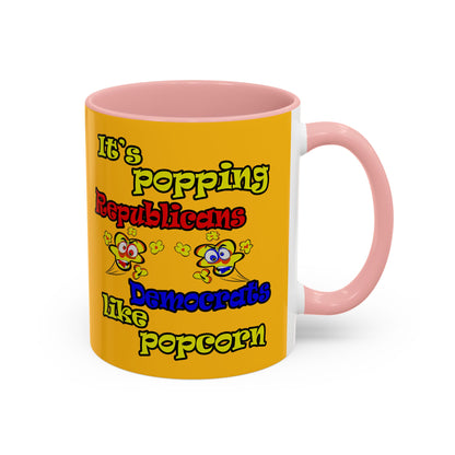 popping like popcorn - Accent Mug (yellow)