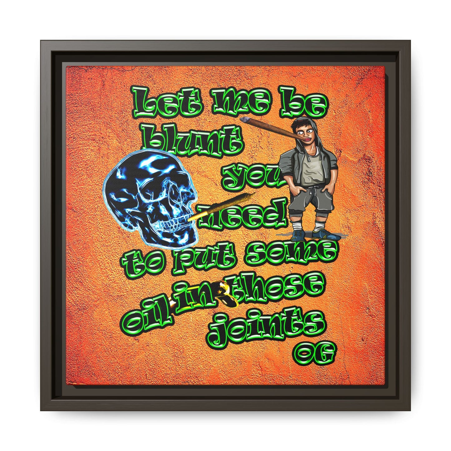 og - framed canvas art (burnt orange)