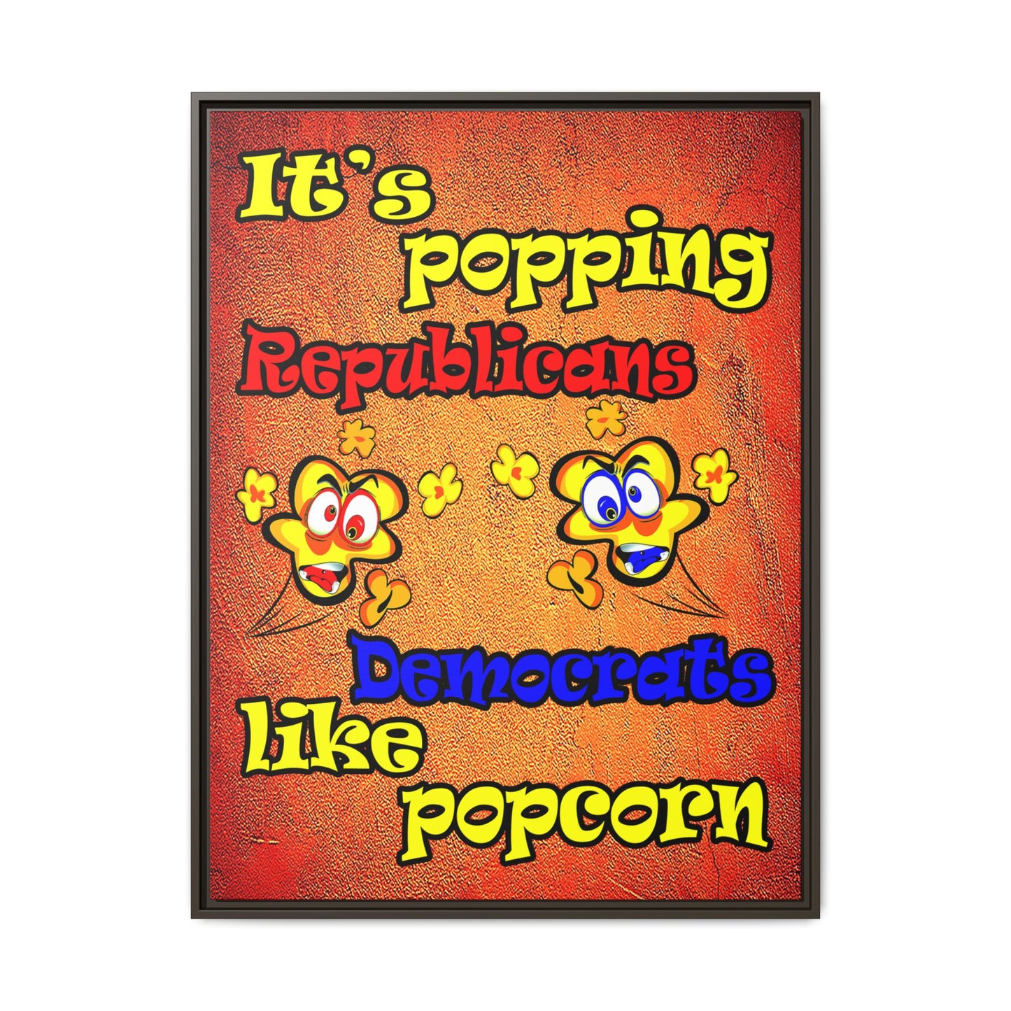 popping like popcorn - framed canvas art (burnt orange)
