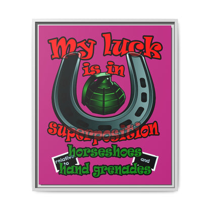 my luck - framed canvas art (pink)