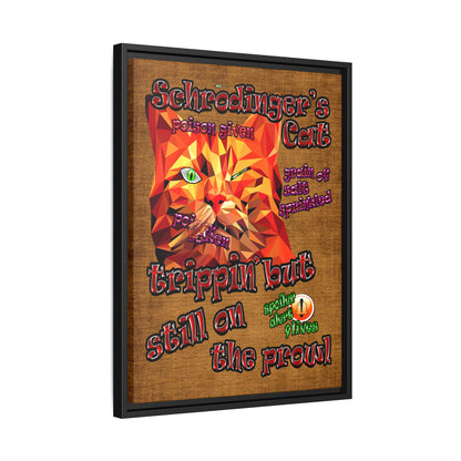 schrodinger's cat - framed canvas art (brown papyrus)