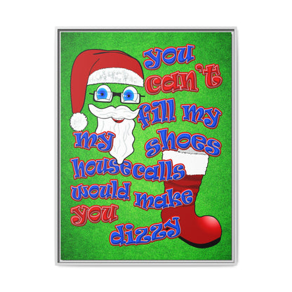santa's shoes - framed canvas art (green turf)