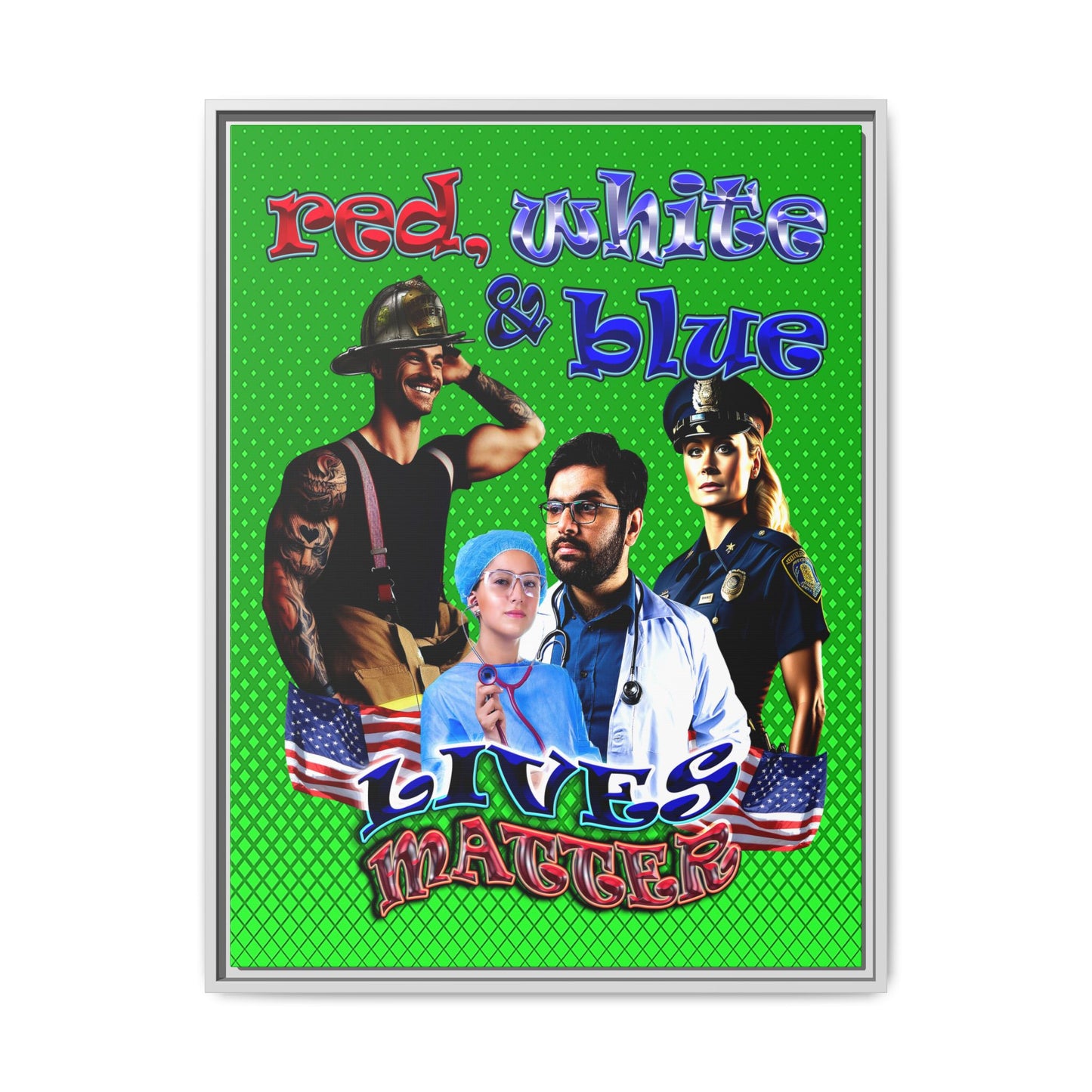 rw&b lives matter - framed canvas art (logo green)