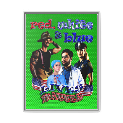 rw&b lives matter - framed canvas art (logo green)
