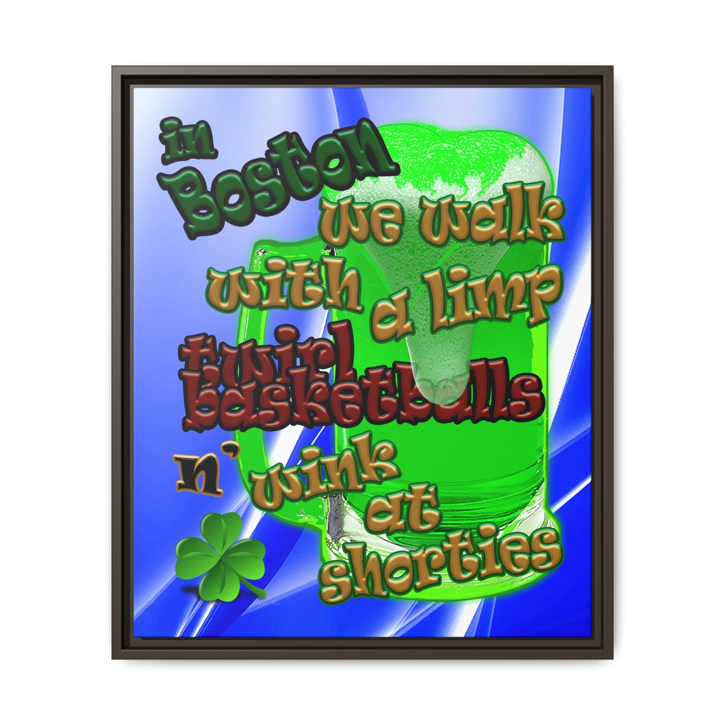 celtics logo - framed canvas art (blue-white wave)