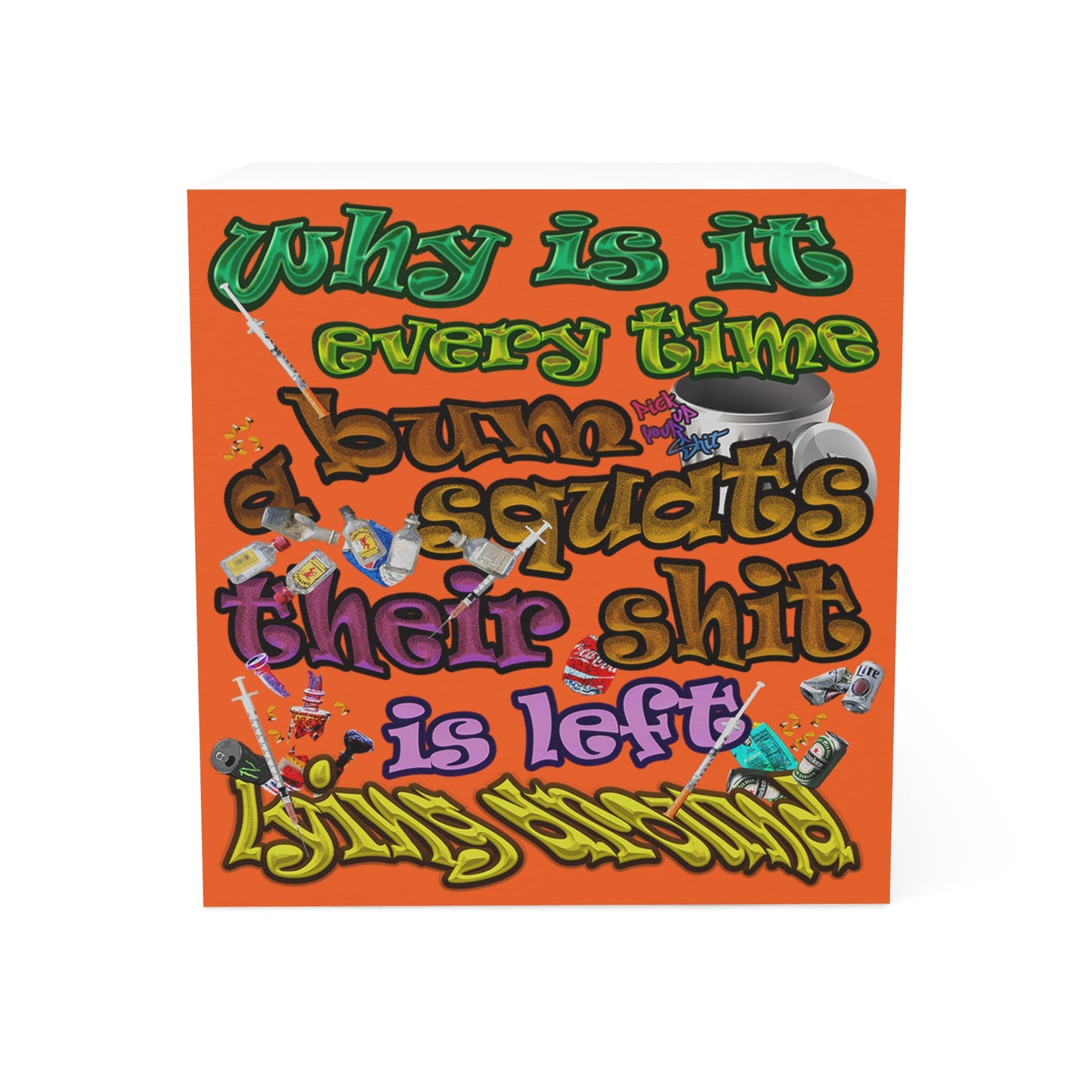 the bum's shit - note cube (orange)