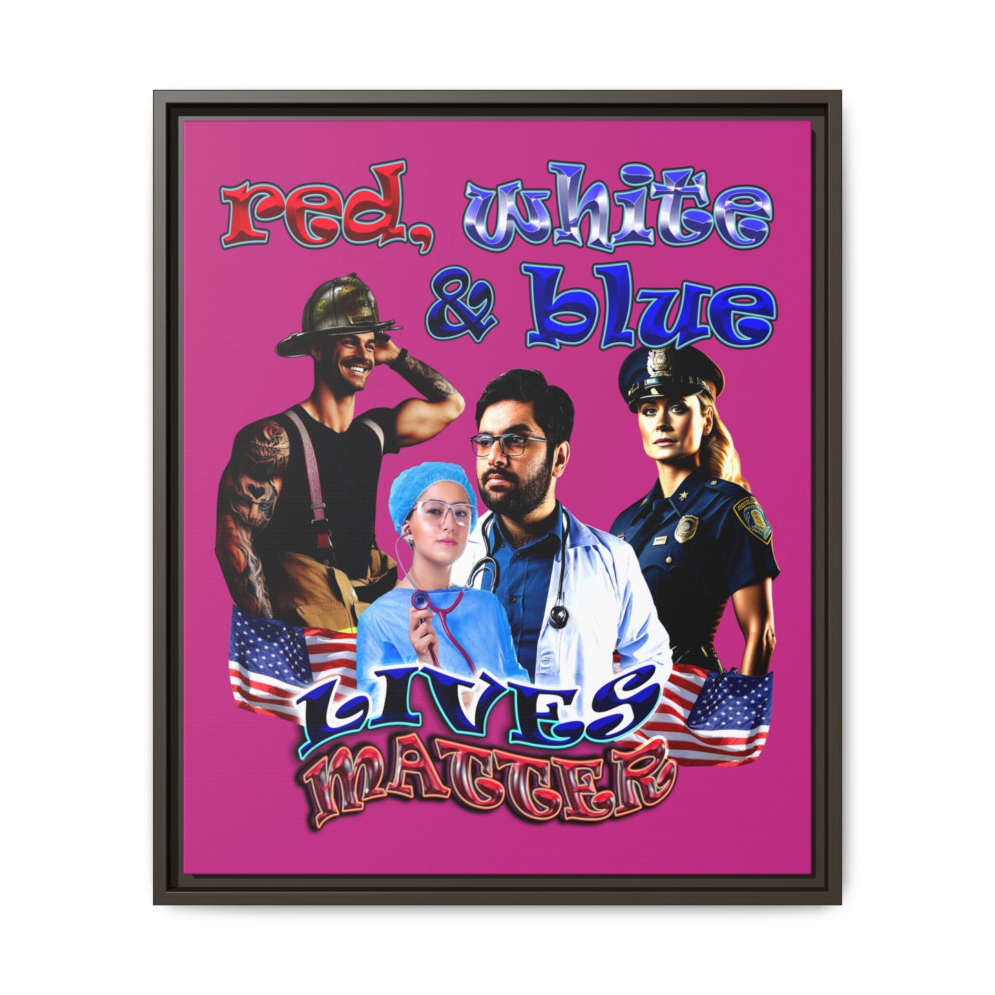 rw&b lives matter - framed canvas art (pink)