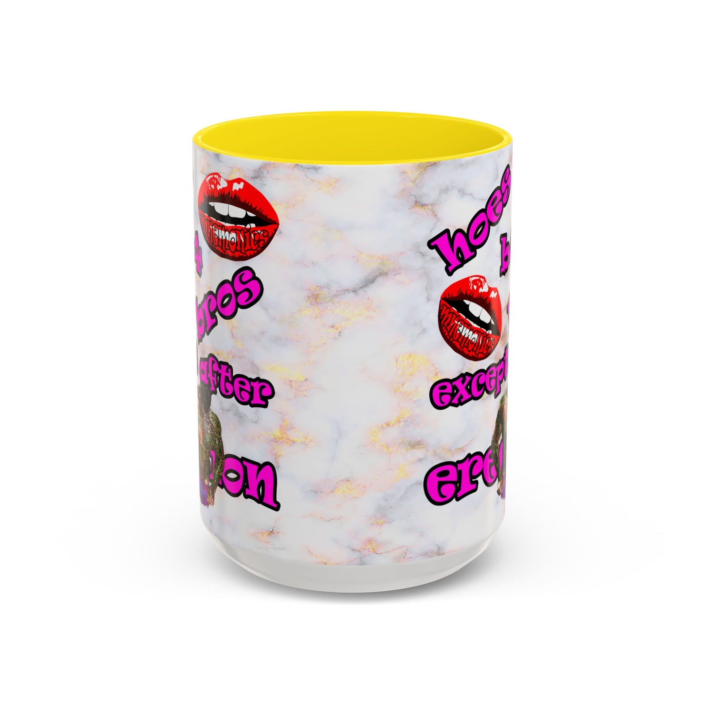 hoes b4 bros - Accent Mug (white marble)