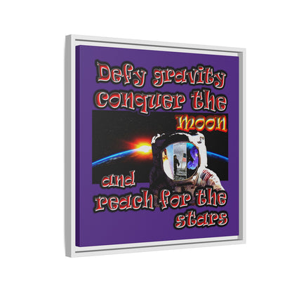 defy conquer reach - framed canvas art (purple)
