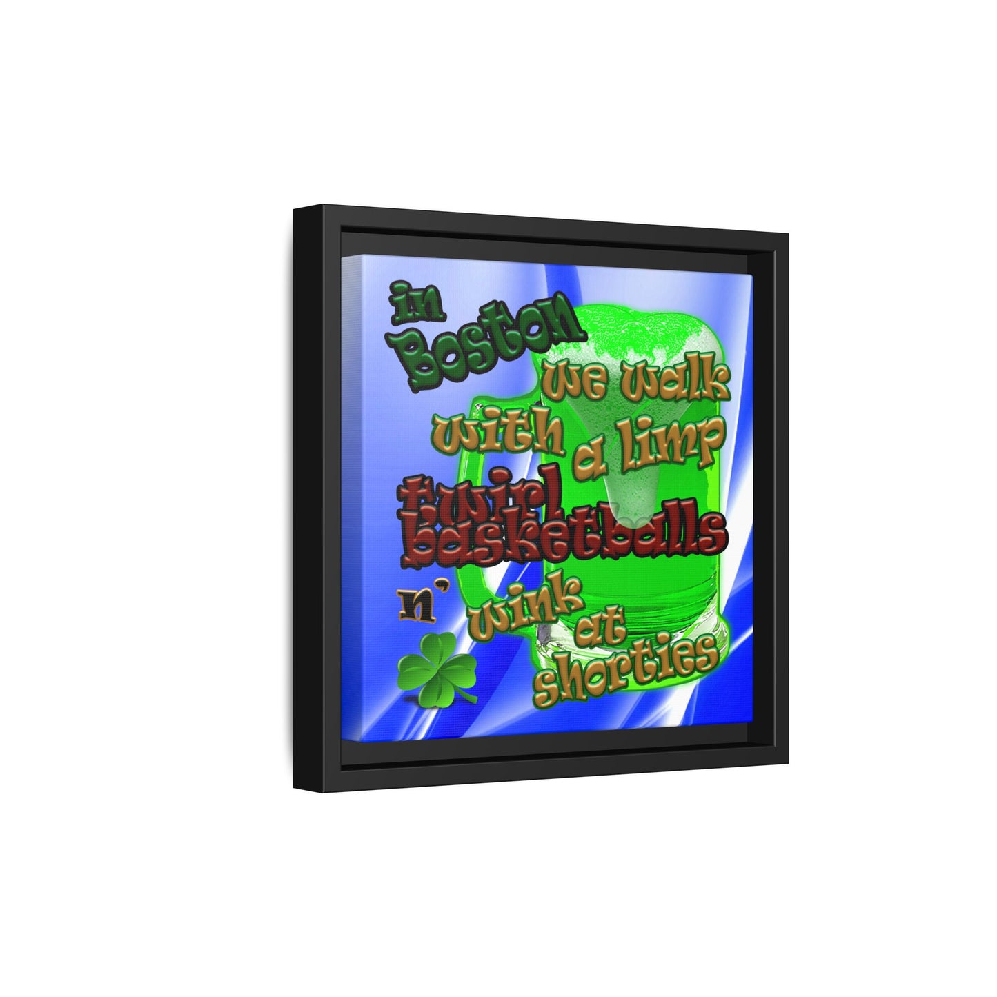 celtics logo - framed canvas art (blue-white wave)