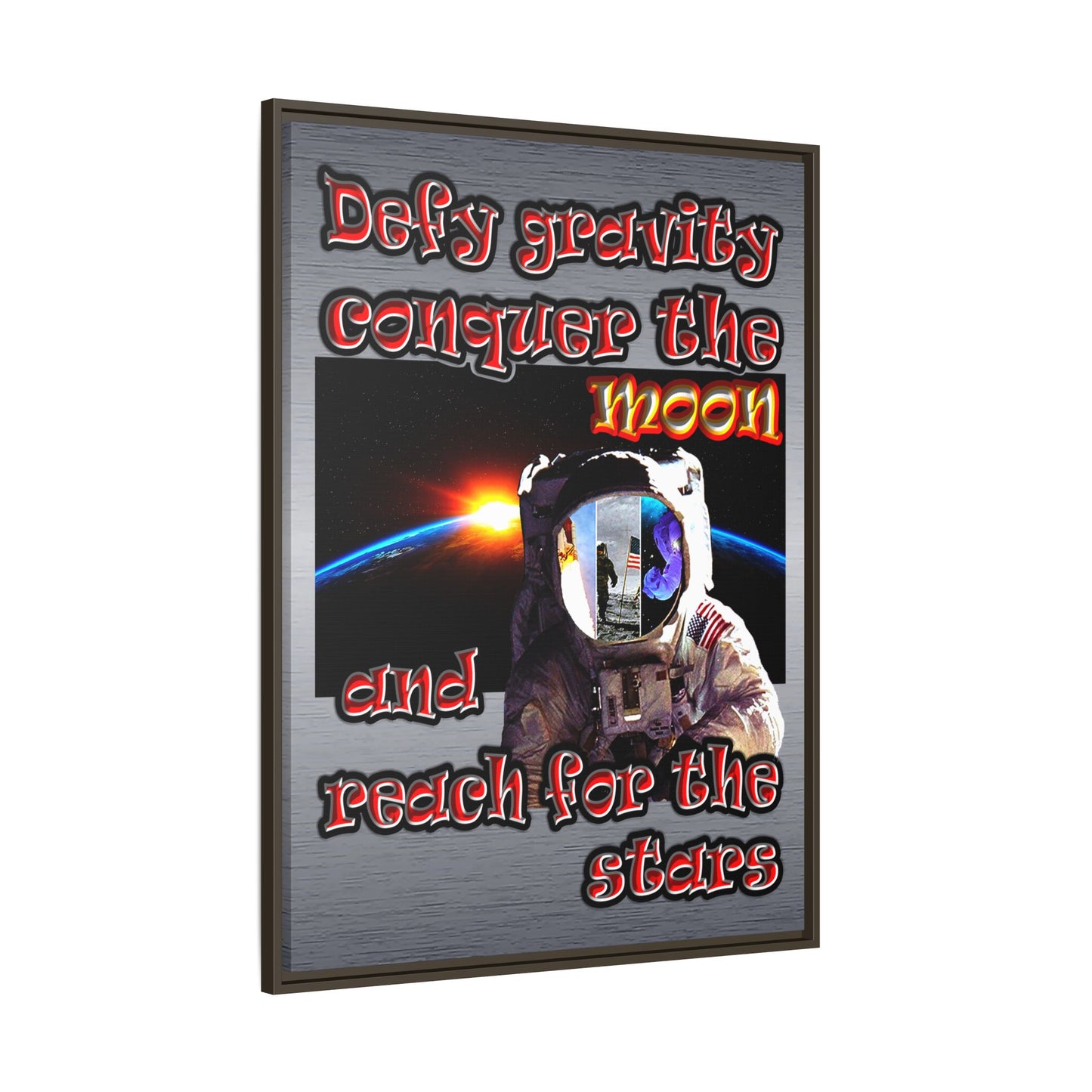 defy conquer reach - framed canvas art (brushed nickel)