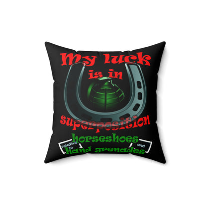 my luck - Faux Suede Square Pillow - (black)