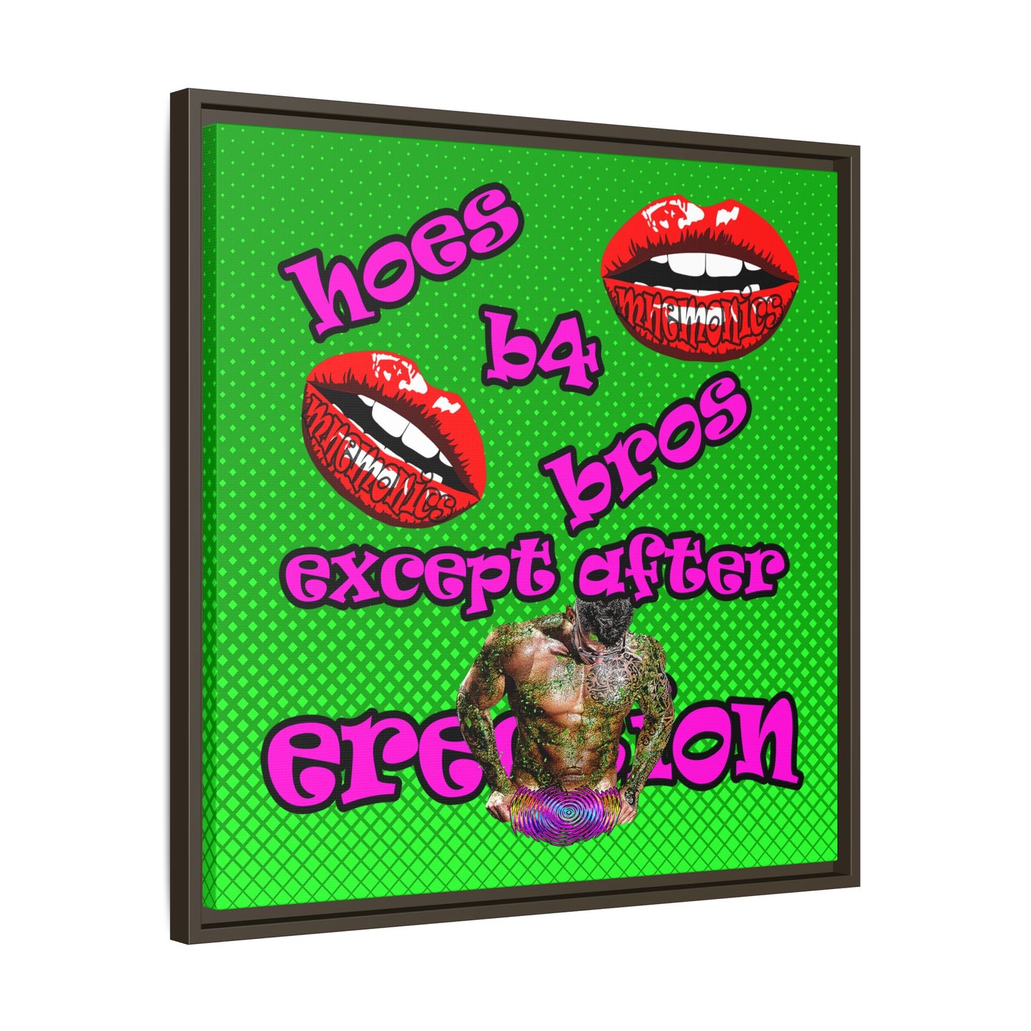 hoes b4 bros - framed canvas art (logo green)