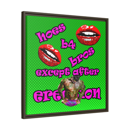 hoes b4 bros - framed canvas art (logo green)