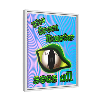 green monster - framed canvas art (light blue-purple wave)