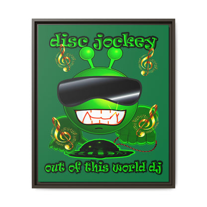 disc jockey - framed canvas art (dark green)