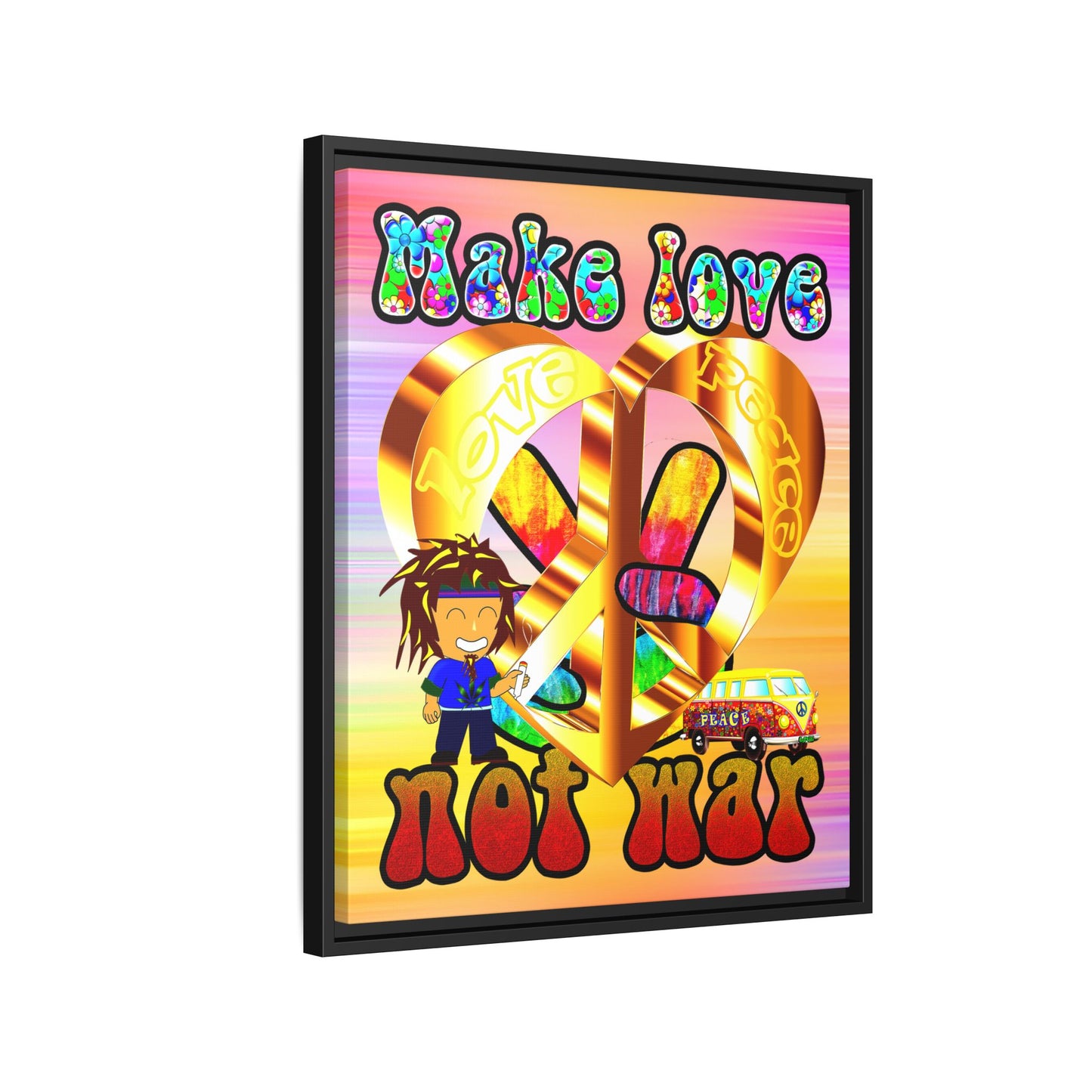 love peace - framed canvas art (color blur)