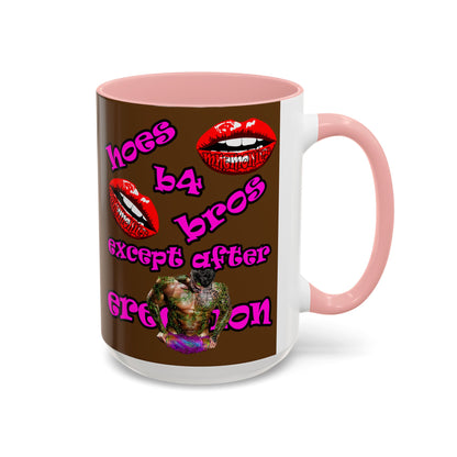 hoes b4 bros - Accent Mug (brown)